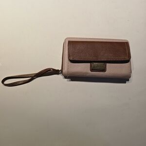 White Mountain Brown and Cream Wristlet